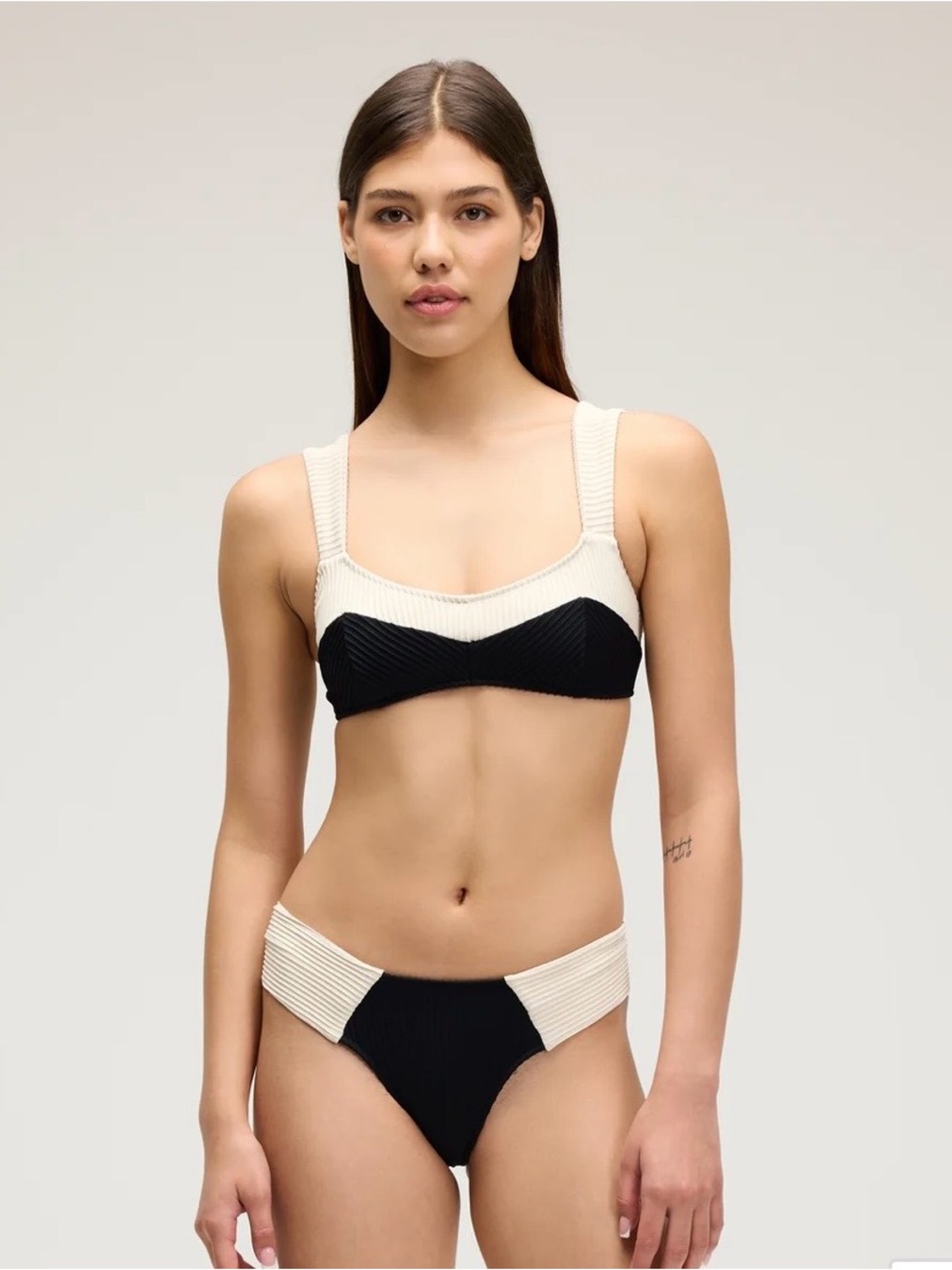 Seea Black & Cream Ribbed Colorblock Bottom